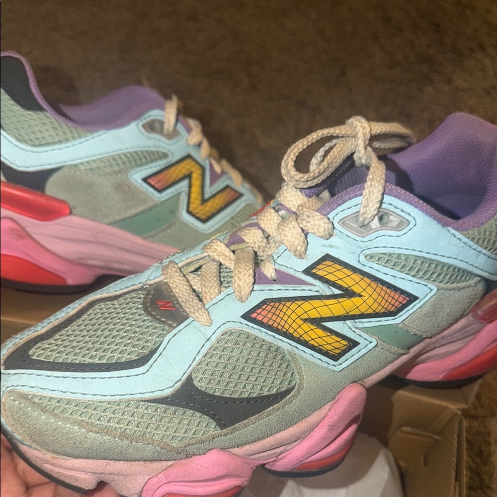 New Balance Kids Mint Green Purple Pink Yellow Accent Sneakers